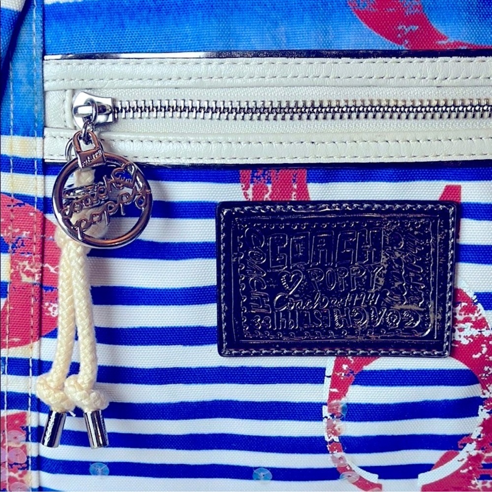 EUC COACH POPPY RARE Nautical Stripe shoulder bag - Picture 7 of 14